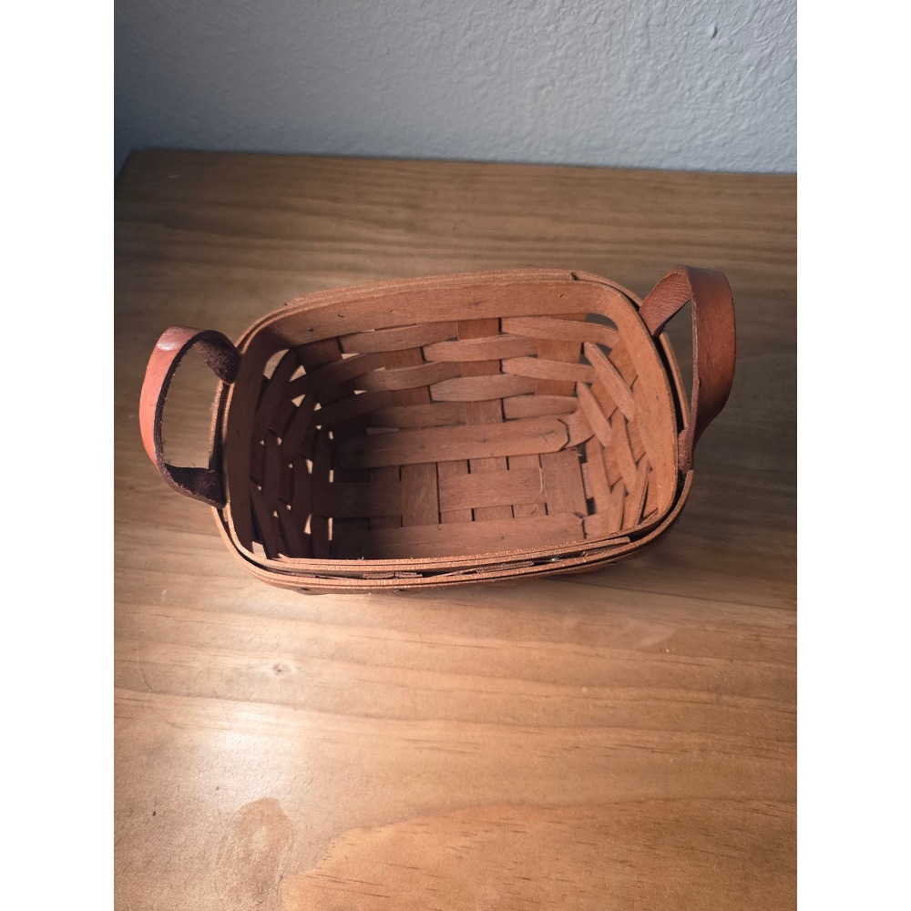 Longaberger 1989 Small Rectangular Basket with Leather Handles Dresden Ohio CJB